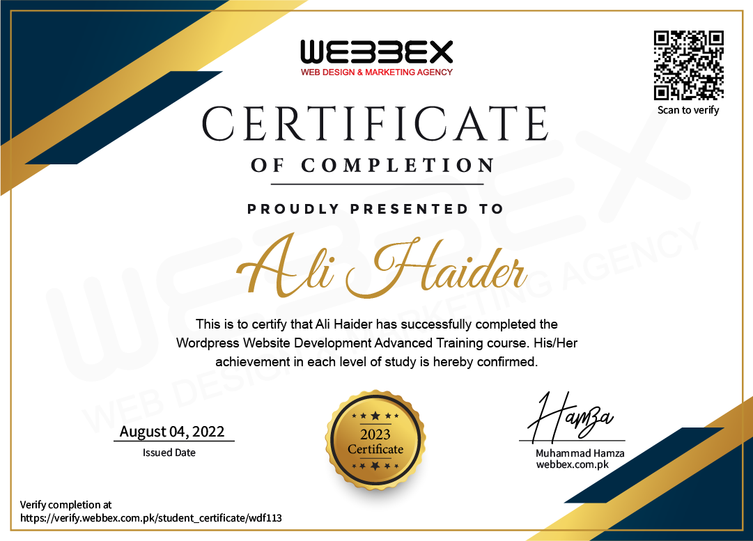 Ali haider Certificate Design